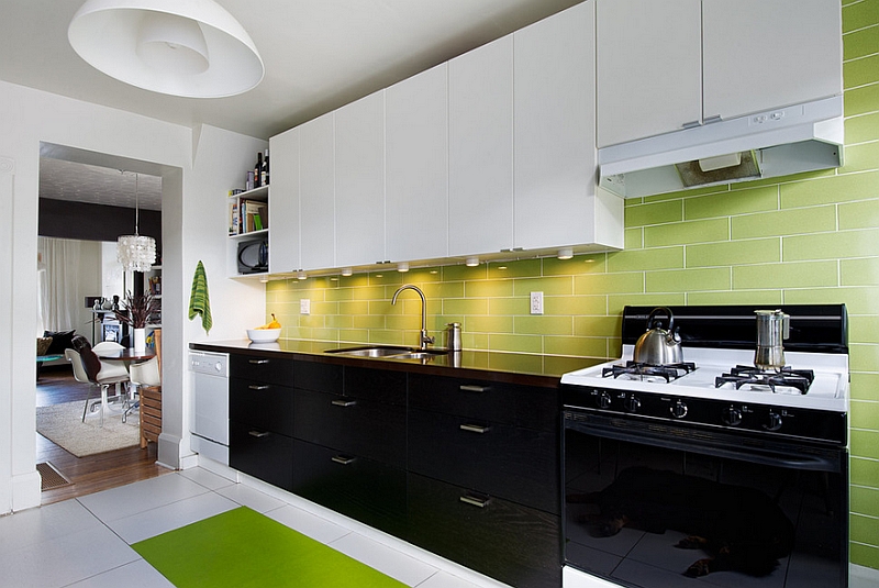 Black-white-and-green-kitchen