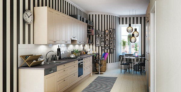 Stripes-in-a-Scandinavian-kitchen
