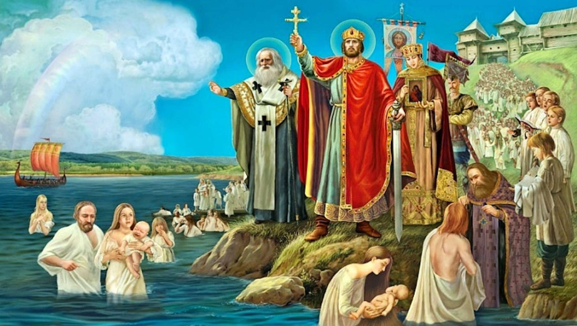 Картина, що зображує процес хрещення Київської Русі князем Володимиром